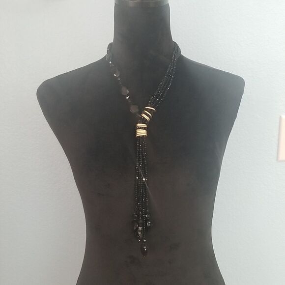 Black sparkly bead necklace - Picture 4 of 12